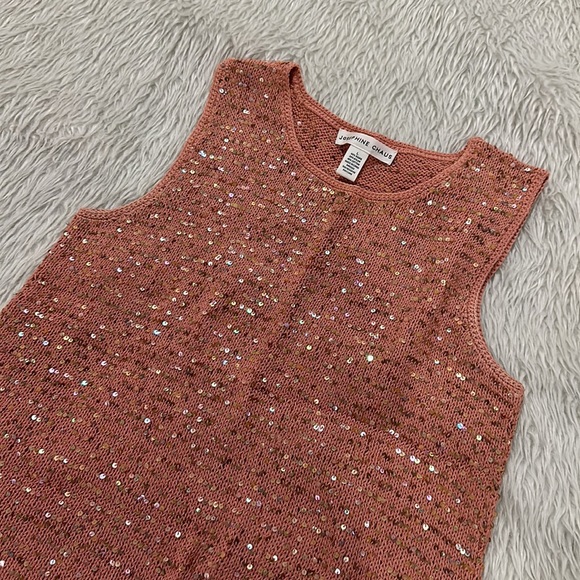 Josephine chaus women’s pink sparkling knit sleeveless top size large - Picture 2 of 5